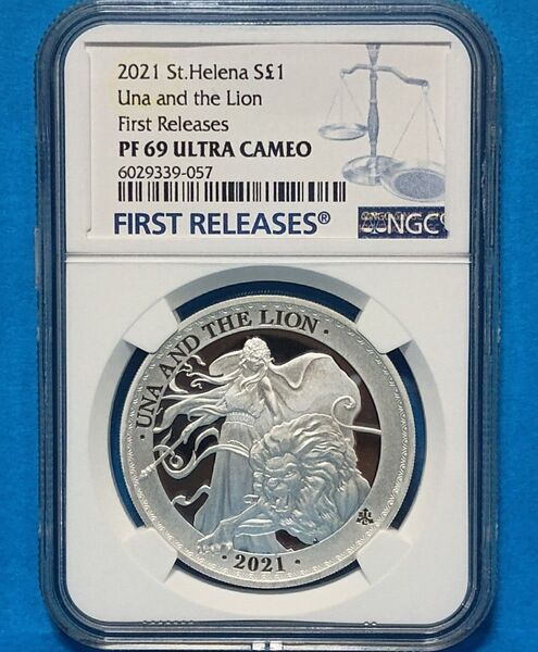 2021 セントヘレナ ウナとライオン 1ポンド 銀貨 NGC PF69UCFR