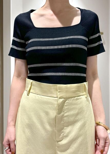 アダムエロぺ リブニットTEE 半袖 カットソー