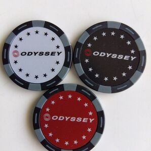 ODYSSEY ゴルフマーカー 3個セット 白黒赤 オデッセイ