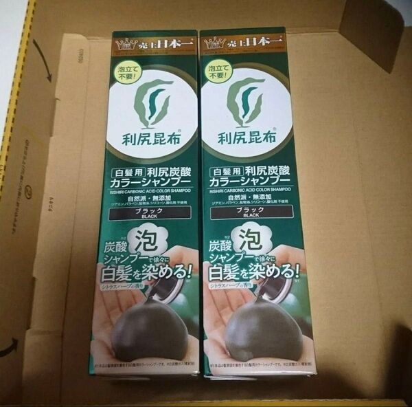新品★利尻昆布 白髪用 利尻炭酸カラーシャンプー ブラック × 2本