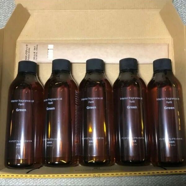 新品★無印良品 インテリア フレグランスオイル グリーン 詰替用 200ml × 5本 旧ラタンスティック付き