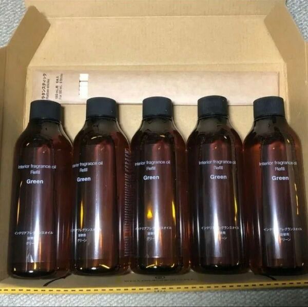 新品★無印良品 インテリア フレグランスオイル グリーン 詰替用 200ml × 5本 旧ラタンスティック付き