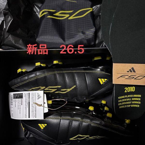 新品 26.5 アディゼロ Adidas F50 ELITE LEATHER FG 2010 復刻 ブラック レザー