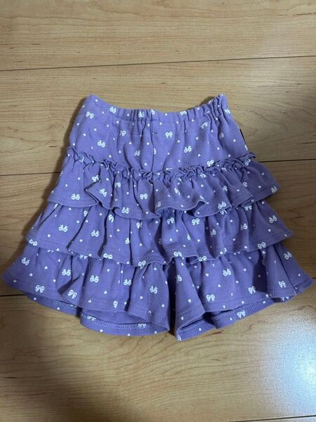 ベルメゾン GITA☆フリル キュロット ショートパンツ 90サイズ リボン ハート柄