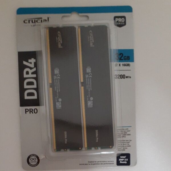 Crucial DDR4メモリ 16GBx2枚 CP16G4DFRA32A.C8FF