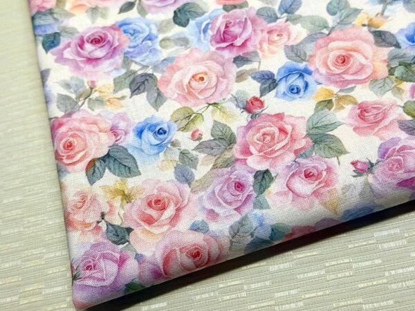 USAシーチング綿生地幅110cm×100cm.薔薇.5284