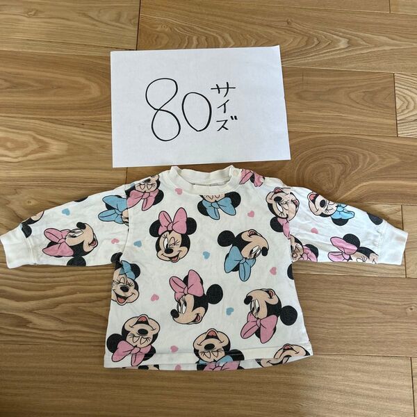 futafuta ミニーマウス プリント Tシャツ 80サイズ 女の子 子供服 ベビー服 薄手の長袖