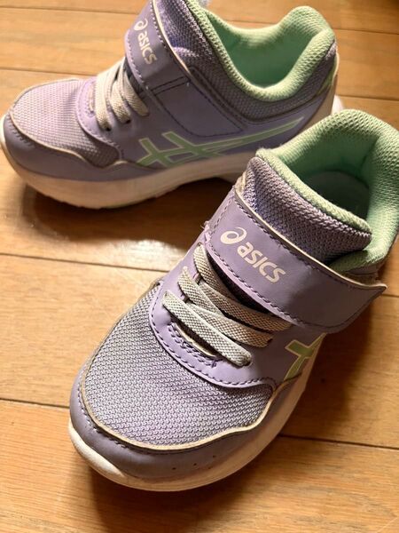 asics キッズ スニーカー 17cm パープル マジックテープ