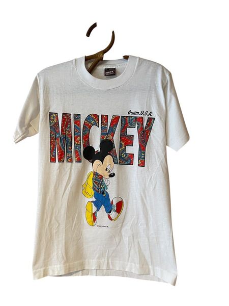 ミッキーマウス プリントフルーツオブザルームTシャツ 白 Mサイズ 古着