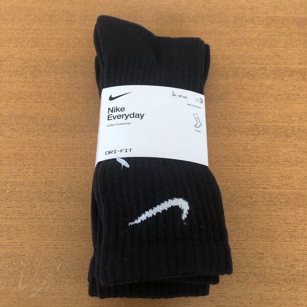 新品未使用 ナイキ ソックス 黒 25-27cm 3足セット Lサイズ 靴下 ブラック NIKE