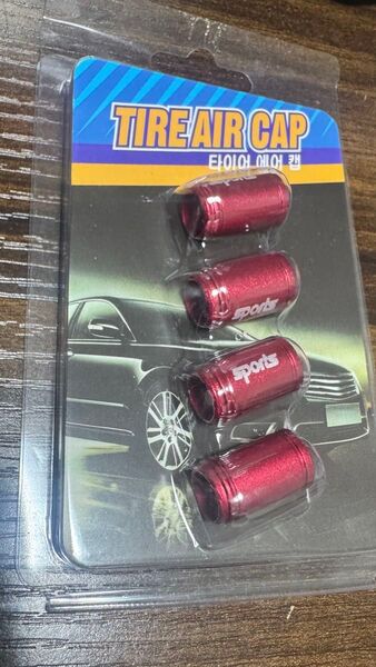タイヤ エアバルブ キャップ 4個セット レッド sports 新品 未使用