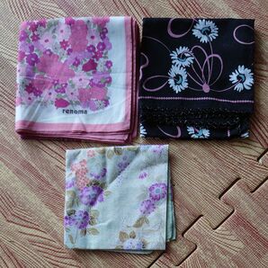 ハンカチ 3個セット renoma 花柄 INEDまとめ売り