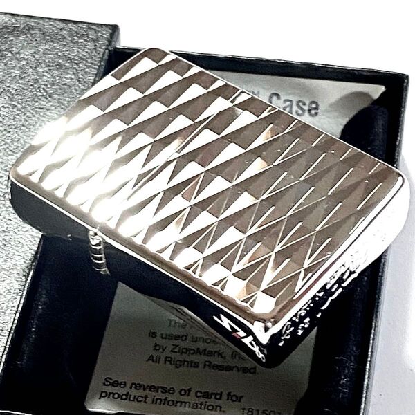 新品 ZIPPO アーマー ダイヤカット ひし形 シルバー ジッポーライター