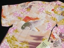 新品HOUSTONヒューストン[AlohaShirt]半袖和柄レーヨンハワイアンシャツXL(42)鯉藤ベージュ\9790_画像6