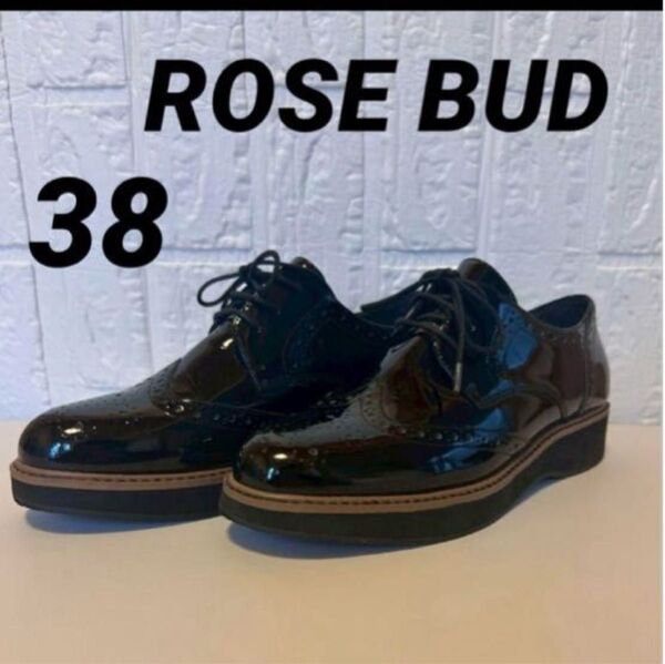 ROSE BUD エナメル ローファー 24.0cm おじ靴 38 シューズ エナメル 黒 靴 ブラック