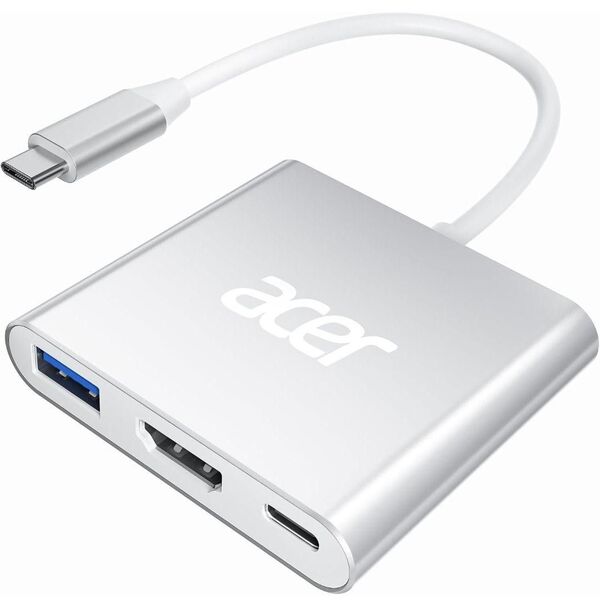 ☆3in1【acer USB-C ハブ】シルバー アダプタ