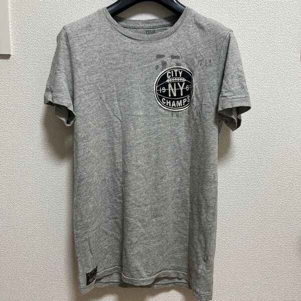 ★美品★POLO RALPH LAUREN ポロラルフローレン Tシャツ NYロゴ ワッペン グレー
