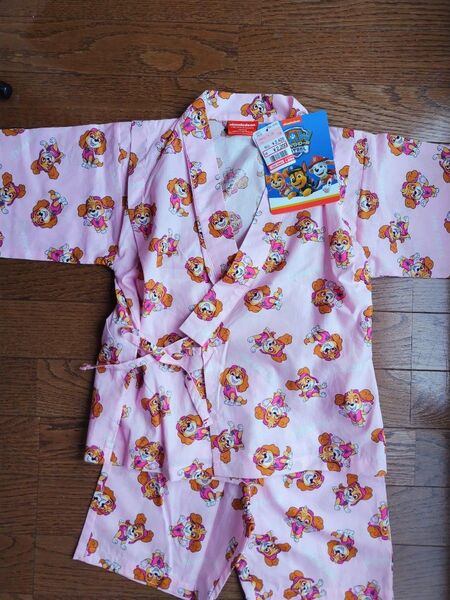 新品未使用 甚平 110 パウパト スカイ キッズ 女の子 ベビー 浴衣 ピンク 夏祭り 夏休み 保育園 幼稚園 タグ付き