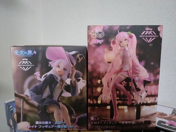 【2個セット】魔女の旅々 AMP+ イレイナ フィギュア、桜ミク AMP+フィギュア