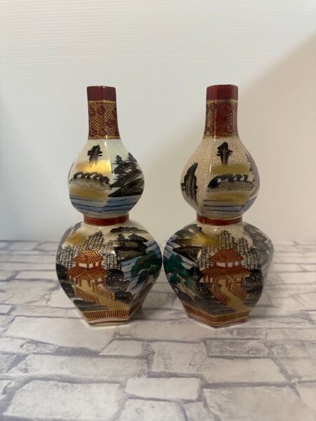 徳利 酒器 九谷焼 金彩 色絵 とっくり 瓢箪型 九谷山善
