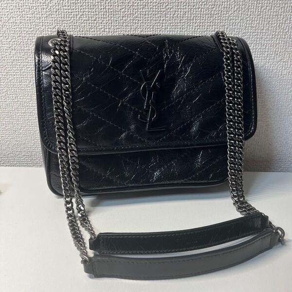 美品 SAINT LAURENT PARIS ニキ ベイビー(ヴィンテージレザー)ブラック