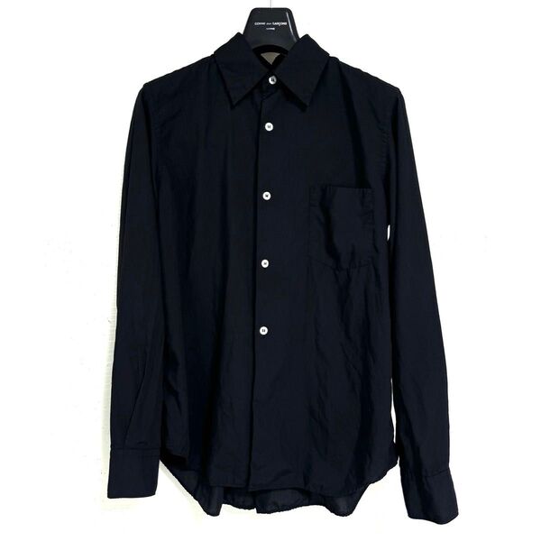 《美品》20ss COMME des GARCONS コムデギャルソン ポリ縮 変形 長袖 シャツ ブラウス ブラック XS