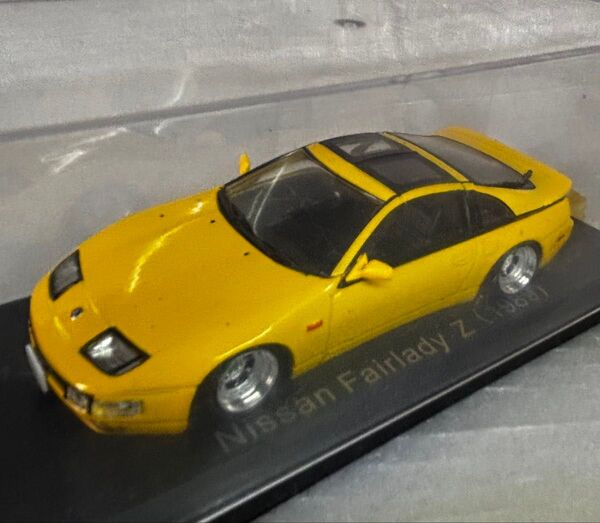 1/43 ミニカー NISSAN フェアレディZ 1989 イエロー 国産名車 ローダウンカスタム車 ケースヒビ有り 昭和 旧車