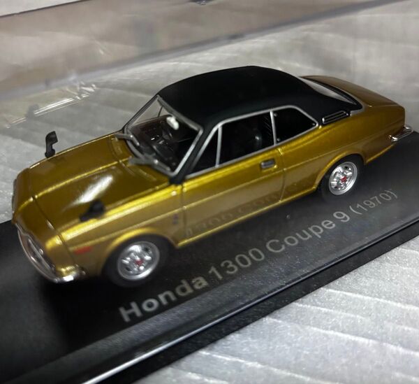 1/43 ミニカー HONDA 1300 クーペ 9 1970 ゴールド 国産名車 アシェット 昭和旧車