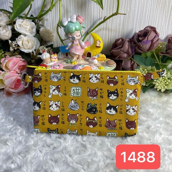メガネポーチ★小物入れポーチ★ハンドメイド★和柄猫図鑑★1488