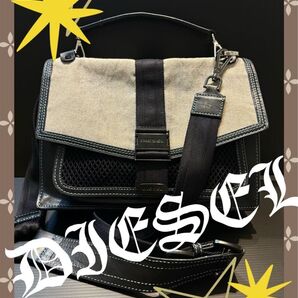 ●DIESEL フラップ付きショルダーバッグ ブラック