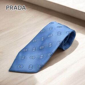 PRADA プラダ ネクタイ シルク 総柄 ブルー222346