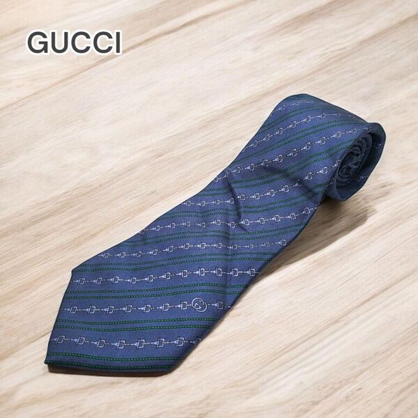GUCCI グッチ ネクタイ シルク 総柄 ブルー841597
