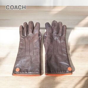 COACH コーチ レザー グローブ ブラウン407109