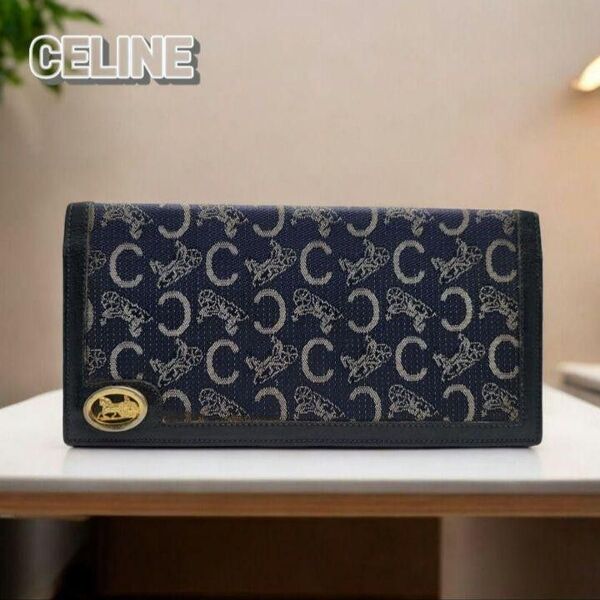 CELINE セリーヌ 長財布 薄型 C柄 馬車85975