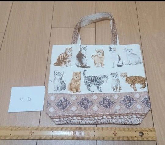 ③トートバッグ ランチバッグ 手提げ 猫柄 バッグ