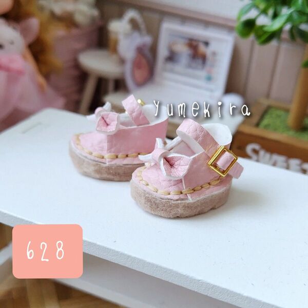 リボン ドールシューズ No.628 ベビーピンク イーマリー リカちゃん ブライス ミディブライス アイシードール 靴