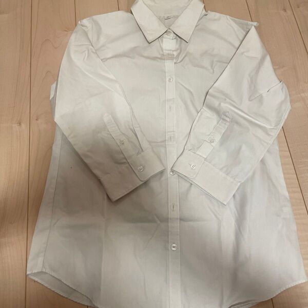 【7号】白シャツ 七分袖 レディース ホワイト Mサイズ相当 シンプル きれいめ 学生 制服 女子高生