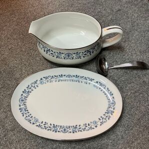 ノリタケ ソースポット ソーサー スプーン ロイヤルブルー 日本陶器 レトロ食器