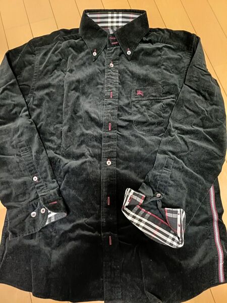 BURBERRY BLACK LABEL コーデュロイシャツ ブラック ノバチェック メンズ