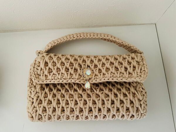 ワンハンドルバッグ ベージュ ミニバッグ ハンドバッグ ハンドメイド