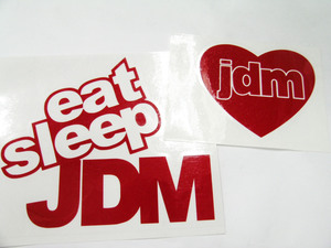 【限定】EAT SLEEP JDM ハート ステッカー 2枚 セット 赤　レッド カッティング カスタム USDM ヘラフラ ローライダー アメ車