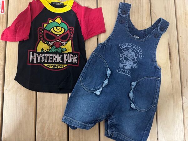 ヒステリックミニ Tシャツとデニムオーバーオールセット