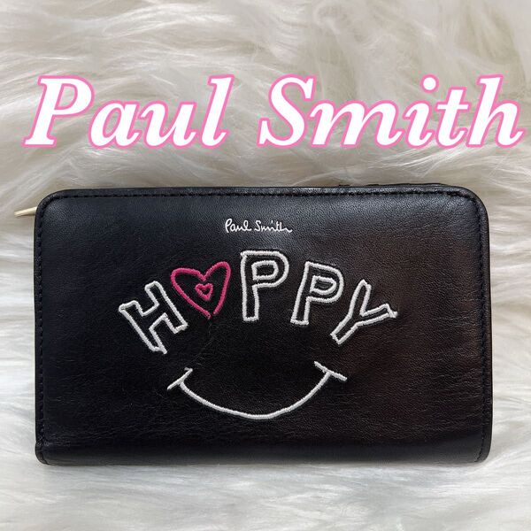 【新品・未使用品】【Paul Smith/ポールスミス】二つ折り 財布 エンブロイダリー HAPPY L字ファスナー BPW232