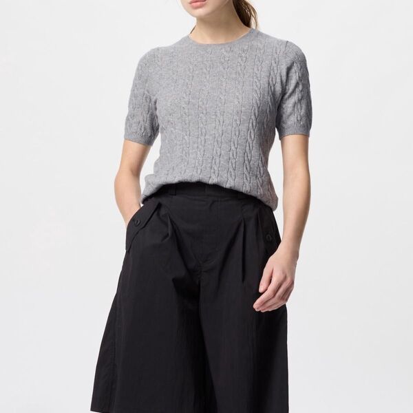 UNIQLO ユニクロ ケーブルクルーネックセーター M グレー