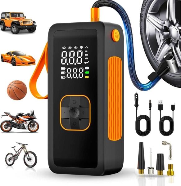 【未使用】電動空気入れ 充電式携帯用 150PSI 6000mAh 自転車