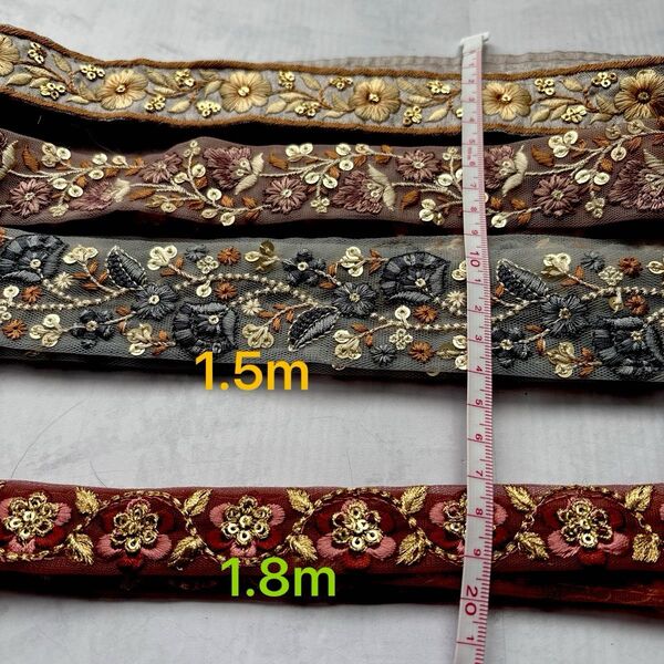 特価インド刺繍リボン細幅150cm 1.8mまとめ割あり同梱歓迎 素材 チロリアンテープ 手芸ハンドメイドショルダー