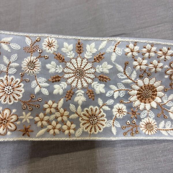 101インド刺繍リボン人気太幅チュール50cm 1mまとめ割あり同梱歓迎ハンドメイド手芸