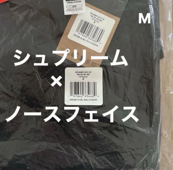 【新品】大人気モデル!シュプリーム ×ノースフェイス ダブルネーム ブラック Tシャツ メンズM Tシャツ Top