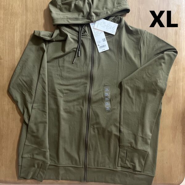【新品】大人気!ユニクロ エアリズム フルジップ パーカ(長袖) オリーブ レディース XL 未使用