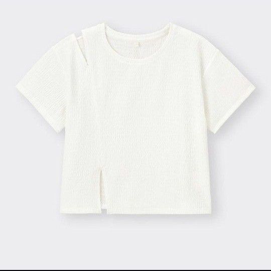 GU GIRLSネックスリットクロップドT(半袖)新品未使用タグ無し160cm